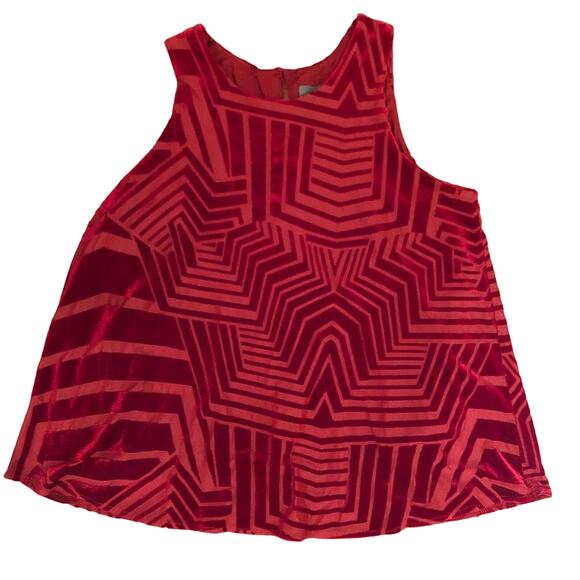 Anthropologie Sunday in Brooklyn Burnout Velvet Top Red - Picture 1 of 7
